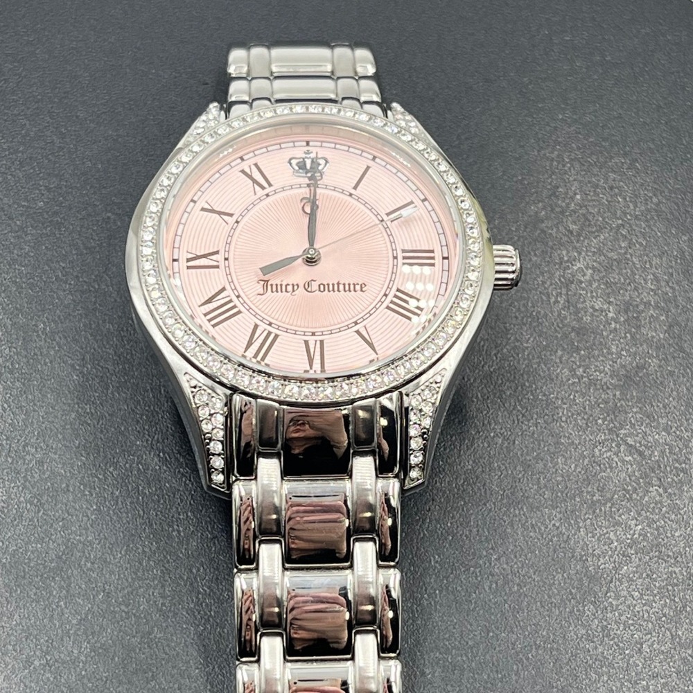 Juicy Couture Wristwatch (Model JC.61.3.14.02415) 38mm Crystals Silver tone Pink